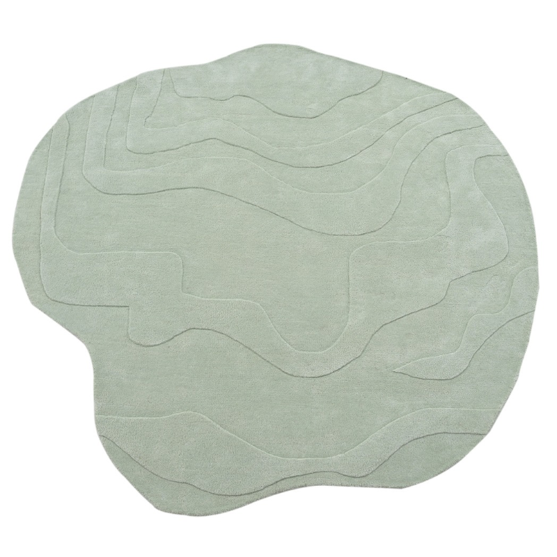 Terrain Round Light Green Handmade Rug