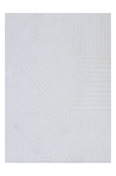 Embossed White Wool Handmade Rugrugs