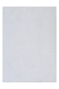 Embossed White Wool Handmade Rug