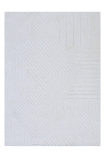 Embossed White Wool Handmade Rugrugs