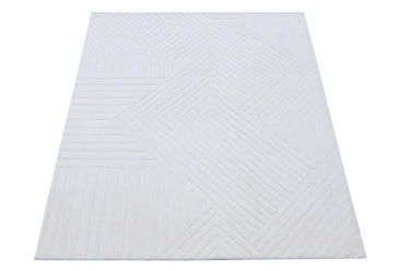 Embossed White Wool Handmade Rugrugs