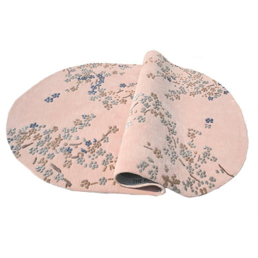 Floral Pink Oval Handmade Rugrugs