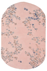 Floral Pink Oval Handmade Rugrugs