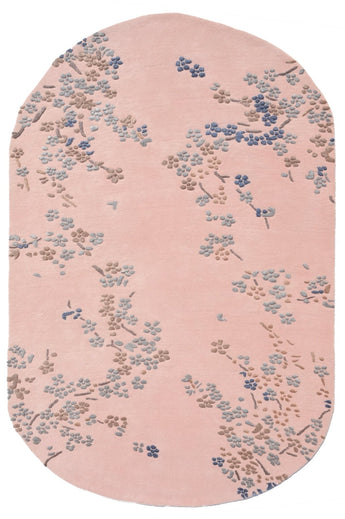 Floral Pink Oval Handmade Rugrugs