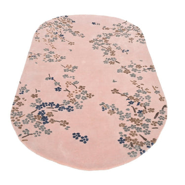 Floral Pink Oval Handmade Rugrugs
