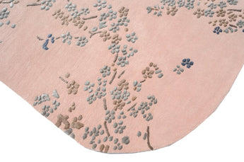 Floral Pink Oval Handmade Rugrugs