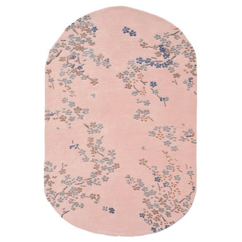 Floral Pink Oval Handmade Rugrugs