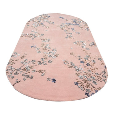 Floral Pink Oval Handmade Rugrugs