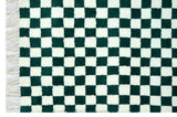 Gingham White Green Handknotted Rug