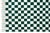 Gingham White Green Handknotted Rug