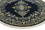 Kashan Black Round Handknotted Rug