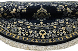 Kashan Black Round Handknotted Rug