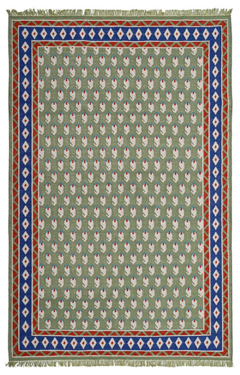 Litchi Green Handwoven Dhurrierugs