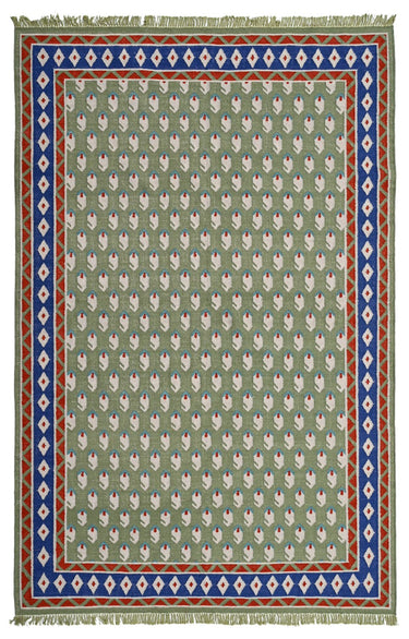 Litchi Green Handwoven Dhurrierugs