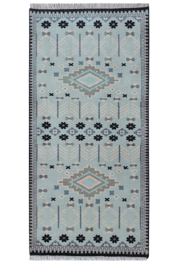 Mavi Blue Handknotted Runner Rugrugs