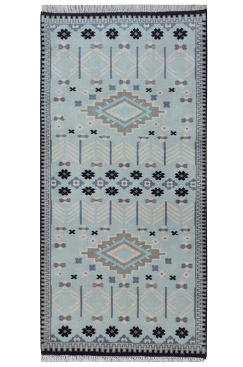 Mavi Blue Handknotted Runner Rugrugs