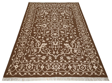 Mirzapur Brown Wool Handwoven Dhurrierugs