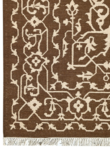 Mirzapur Brown Wool Handwoven Dhurrierugs