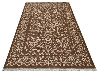 Mirzapur Brown Wool Handwoven Dhurrierugs