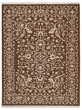 Mirzapur Brown Wool Handwoven Dhurrierugs