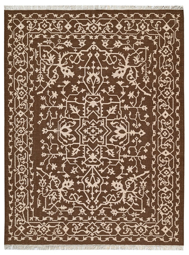 Mirzapur Brown Wool Handwoven Dhurrierugs