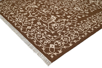 Mirzapur Brown Wool Handwoven Dhurrierugs