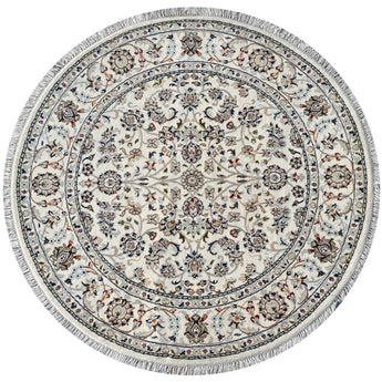 Nain Round 02 White HandKnotted Rug - The Revival Projectrugs