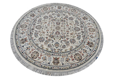 Nain Round 02 White HandKnotted Rug - The Revival Projectrugs