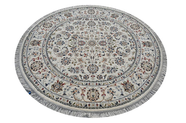 Nain Round 02 White HandKnotted Rug - The Revival Projectrugs