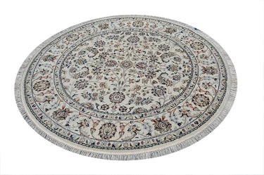 Nain Round 02 White HandKnotted Rug - The Revival Projectrugs