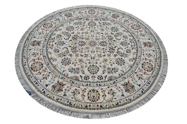 Nain Round 02 White HandKnotted Rug - The Revival Projectrugs
