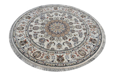 Nain Round White HandKnotted Rug - The Revival Projectrugs