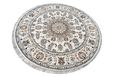 Nain Round White HandKnotted Rug - The Revival Projectrugs