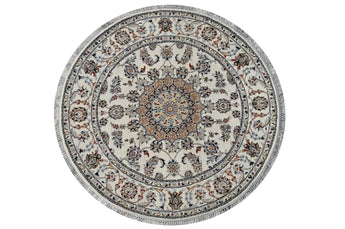 Nain Round White HandKnotted Rug - The Revival Projectrugs
