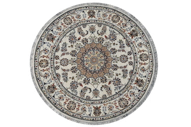 Nain Round White HandKnotted Rug - The Revival Projectrugs