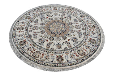 Nain Round White HandKnotted Rug - The Revival Projectrugs