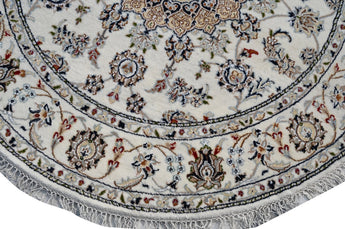 Nain Round White HandKnotted Rug - The Revival Projectrugs