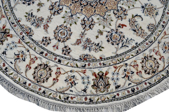 Nain Round White HandKnotted Rug - The Revival Projectrugs