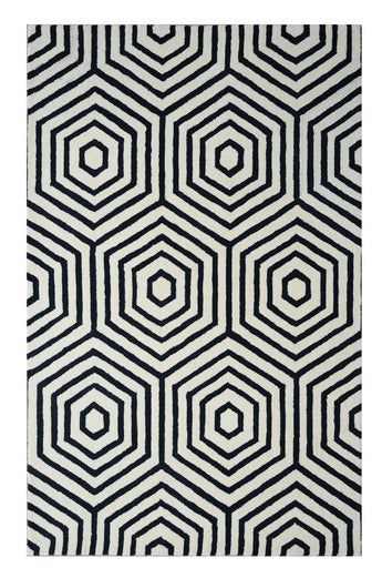Nexus White Black Handmade Rugrugs