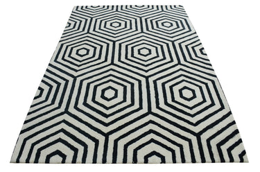 Nexus White Black Handmade Rugrugs