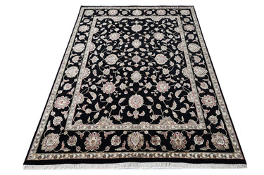 Noorani Wool Silk Black HandKnotted Rugrugs