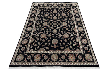 Noorani Wool Silk Black HandKnotted Rugrugs