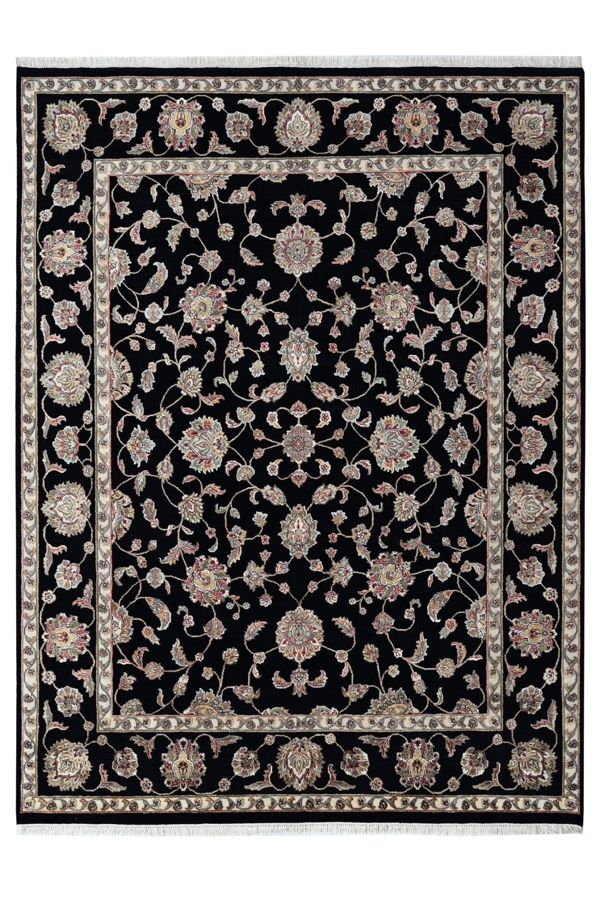 Noorani Wool Silk Black HandKnotted Rugrugs