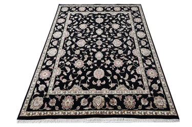 Noorani Wool Silk Black HandKnotted Rugrugs