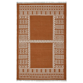 Rust Wool Handwoven Dhurrie The Rugs Story