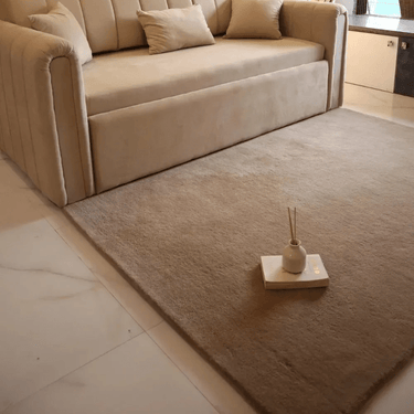 Solid Beige Handmade Rugrugs