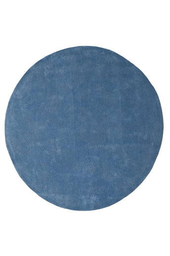 Solid Blue Round Handmade Rugrugs