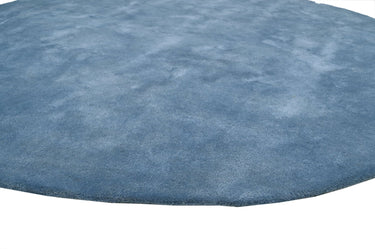 Solid Blue Round Handmade Rugrugs