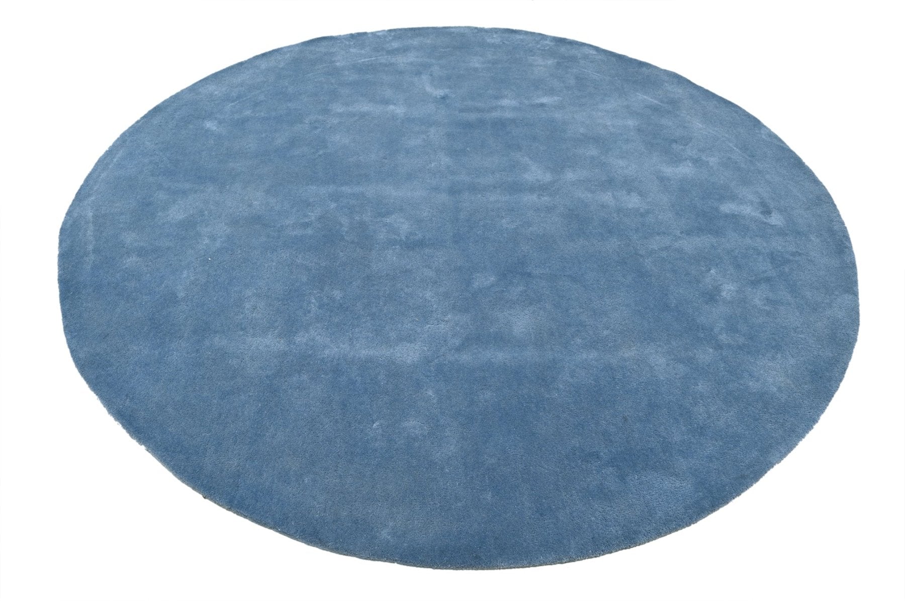 Solid Blue Round Handmade Rug | The Rugs Story