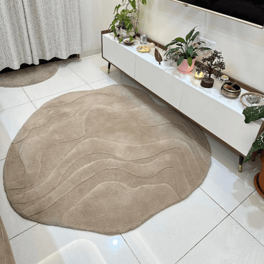 Terrain Round Beige Handmade Rugrugs